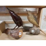 2 HAND CARVED WOODEN BIRDS