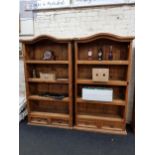 PAIR OF RUSTIC PINE OPEN BOOKCASES