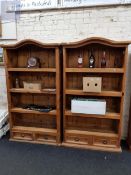 PAIR OF RUSTIC PINE OPEN BOOKCASES
