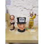 DOULTON CHARACTER JUG, BUNNYKINS FIGURE AND HUMMEL FIGURE