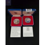 2 SILVER PROOF CROWN COINS