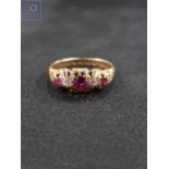 ANTIQUE 18 CARAT GOLD RUBY & DIAMOND RING MADE CHESTER 1917