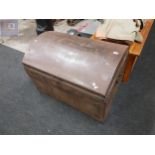 LARGE ANTIQUE TIN TRUNK