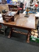 OAK REFECTORY STYLE TABLE WITH BULBUS LEGS