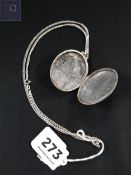 LARGE OVAL SILVER LOCKET ON SILVER CHAIN