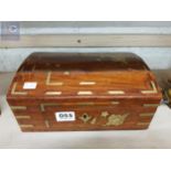 DECORATIVE WOOD AND BRASS INLAID JEWELLERY BOX