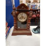 ANTIQUE J.UNGHANS CLOCK WITH KEY AND PENDULUM