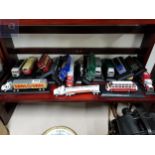 SHELF LOT OF MODEL BUSES AND LORRIES