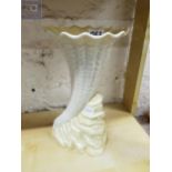 LARGE BELLEEK LUSTRE SHELL VASE