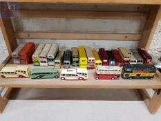 SHELF LOT OF OLD DINKY BUSES