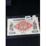 BANK OF IRELAND £5 NOTE 1943
