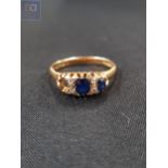 18 CARAT ANTIQUE SAPPHIRE AND DIAMOND RING WITH MISSING STONE