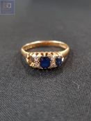 18 CARAT ANTIQUE SAPPHIRE AND DIAMOND RING WITH MISSING STONE