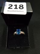 SILVER BLUE TOPAZ AND CRYSTAL RING