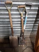 2 GARDEN FORKS AND A SPADE