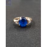 ANTIQUE GOLD DIAMOND AND SAPPHIRE RING