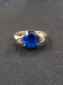 ANTIQUE GOLD DIAMOND AND SAPPHIRE RING