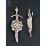 2 SILVER BROOCHES
