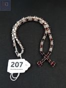 SILVER GARNET AND MARCASITE NECKLACE