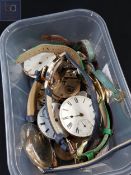 BOX OF ASSORTED WATCH PARTS, COINS AND WATCHES