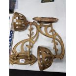 PAIR OF OLD METAL OIL LAMP WALL BRACKETS