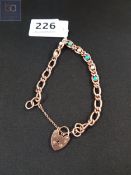 9 CARAT ANTIQUE ROSE GOLD BRACELET WITH TURQUOISE CABOCHONS 18.3 GRAMS