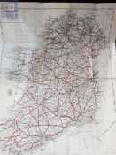 ANTIQUE LINEN BACKED MAP OF IRELAND