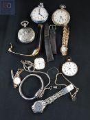 BAG OF POCKET WATCHES, WATCH PARTS AND WATCHES
