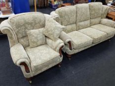 MODERN 3 SEATER SETTEE AND WINGBACK ARMCHAIR