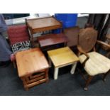 QUANTITY OF FURNITURE INCLUDING PINE NEST OF TABLES ETC