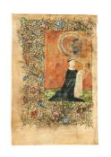 Leaf from an English Book of Hours, Use of Sarum, with a miniature of a Dominican friar in prayer,