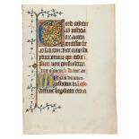Leaf from an early Book of Hours, in Latin, illuminated manuscript on parchment