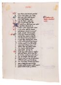 Two leaves from a large English manuscript of Petrus Riga