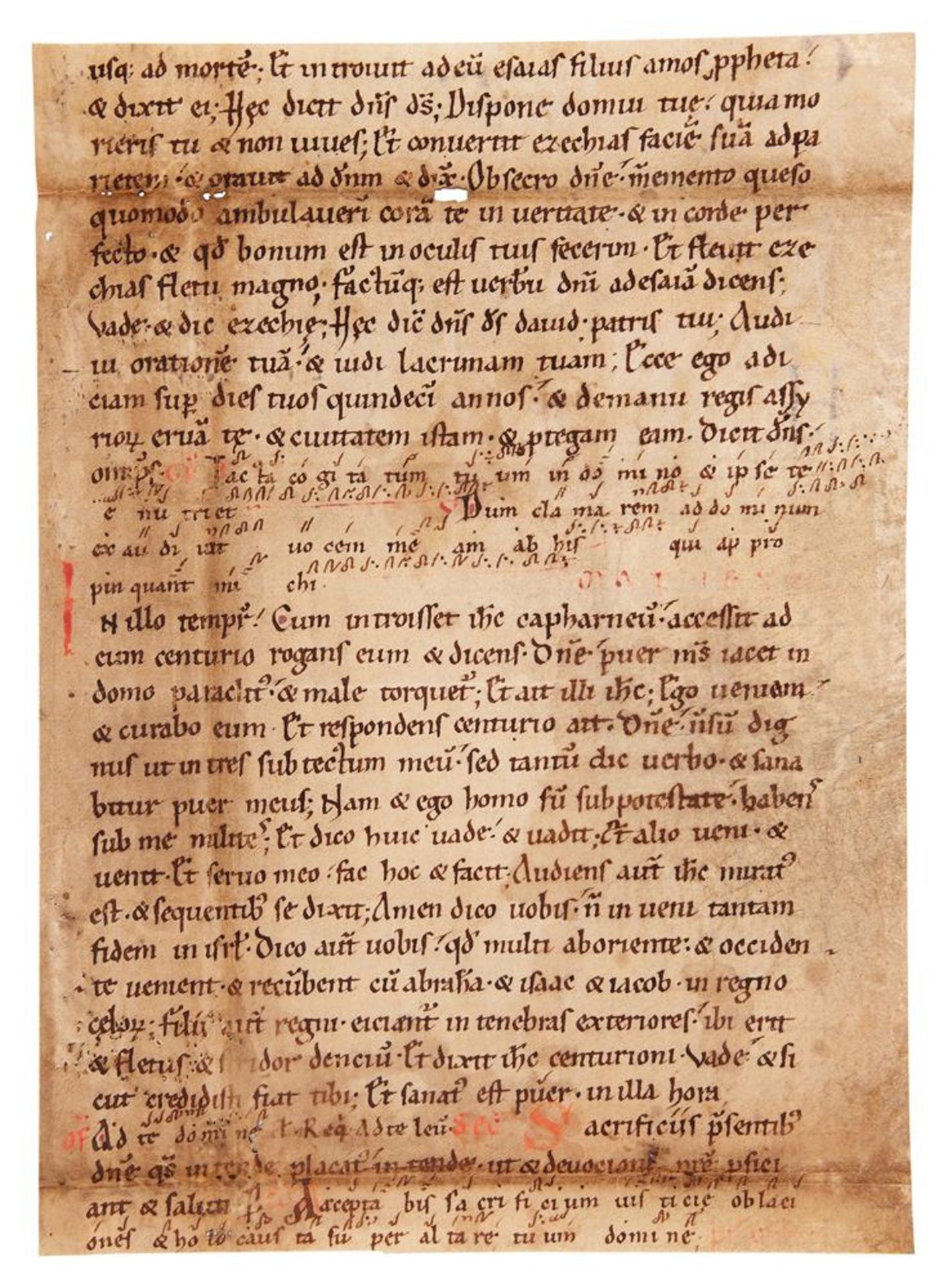 Leaf from an early Noted Missal, in Latin, decorated manuscript on parchment