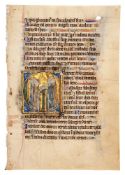 Leaf from a Psalter, with a large historiated initial, in Latin, illuminated manuscript on