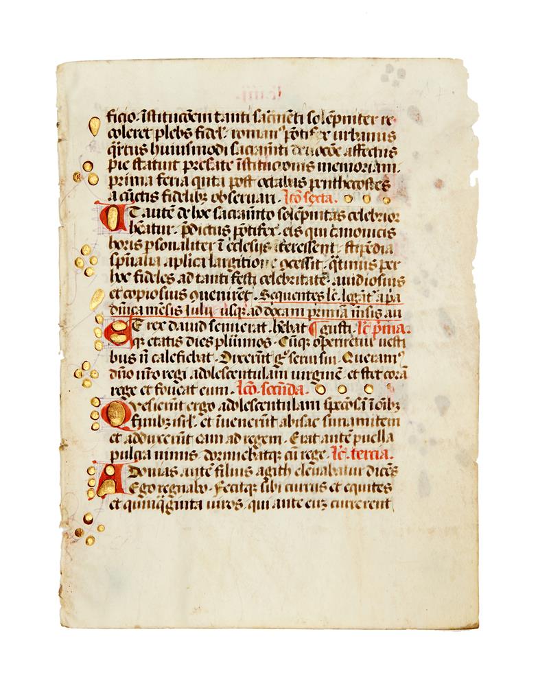 Two leaves from liturgical books, in Latin, illuminated manuscripts on parchment - Image 2 of 4