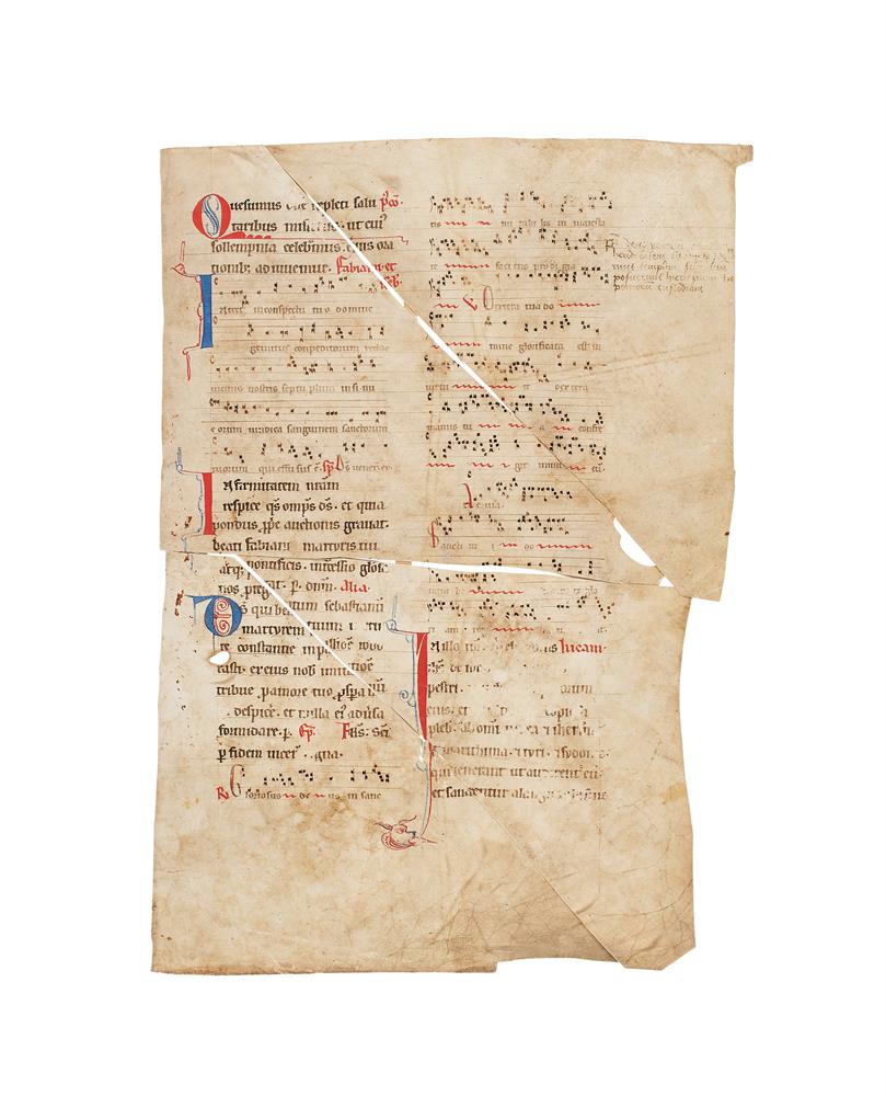 ‡ Three leaves from a Noted Missal, in Latin, decorated manuscript on parchment - Image 3 of 3