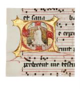 ‡ Two cuttings with historiated initials from a Gradual