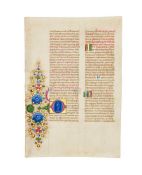 Leaf from a Breviary, with a fine historiated initial, in Latin, illuminated manuscript