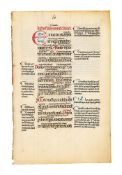 ‡ Two leaves from a Glossed Psalter, one with elegant coloured initials, in Latin