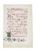‡ Leaf from a Gradual, with a large illuminated initial, manuscript in Latin, on parchment
