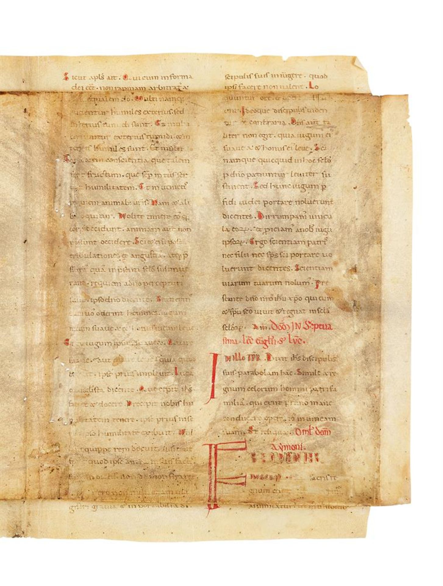 Bifolium from a Sacramentary, in Latin, manuscript on parchment