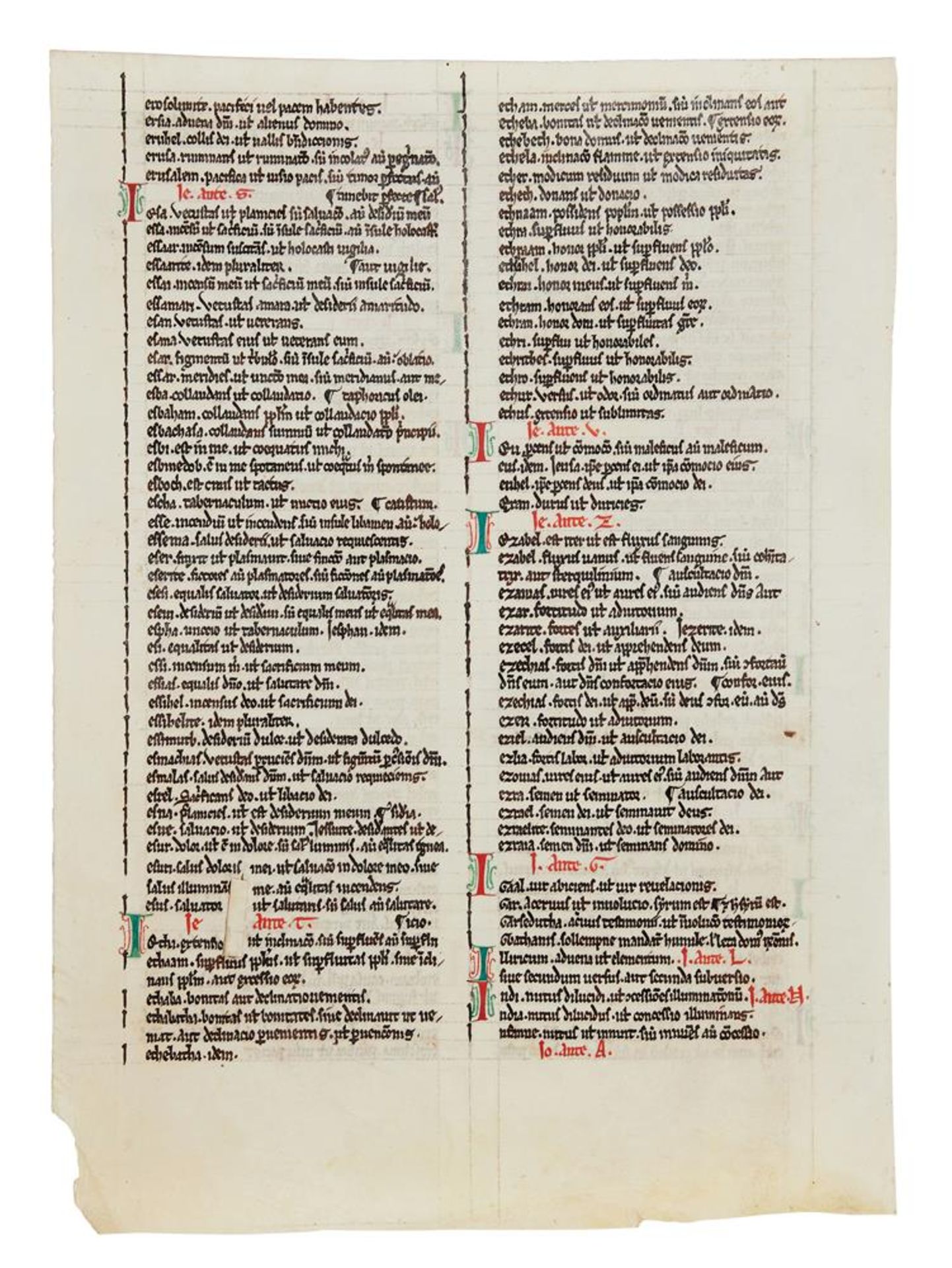 Leaf from a Bible, with the Interpretation of Hebrew Names, in Latin, - Image 2 of 2