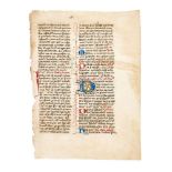 Leaf from a Missal, with a charming decorated initial, in Latin,