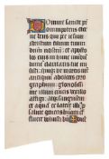 Leaf from a large illuminated Pontifical, in Latin, manuscript on parchment