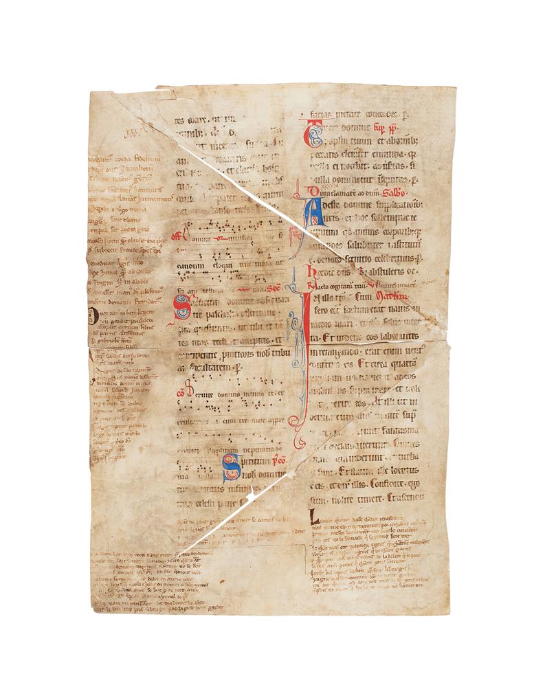 ‡ Three leaves from a Noted Missal, in Latin, decorated manuscript on parchment - Image 2 of 3