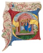 Pentecost, in a large historiated initial on a cutting probably from a Gradual,