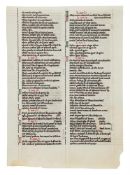 Leaf from a Bible, with the Interpretation of Hebrew Names, in Latin,