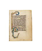 A saint in an initial on a leaf from an early Book of Hours or a Psalter-Hours, in Latin