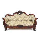 A Neapolitan carved walnut sofa, 19th century